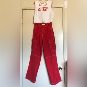 Cherry Coke 2-Piece Set Crop Top Baggy Pants